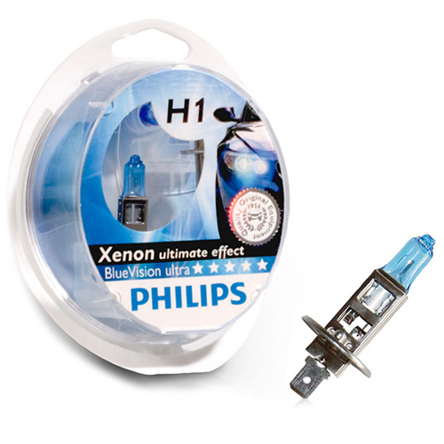 Автолампа PHILIPS Лампа PHILIPS Blue Vision - H1-60/55 Вт-4300К, 2 шт. автолампа philips лампа philips vision plus 60 h1 55 вт 3250к 1 шт