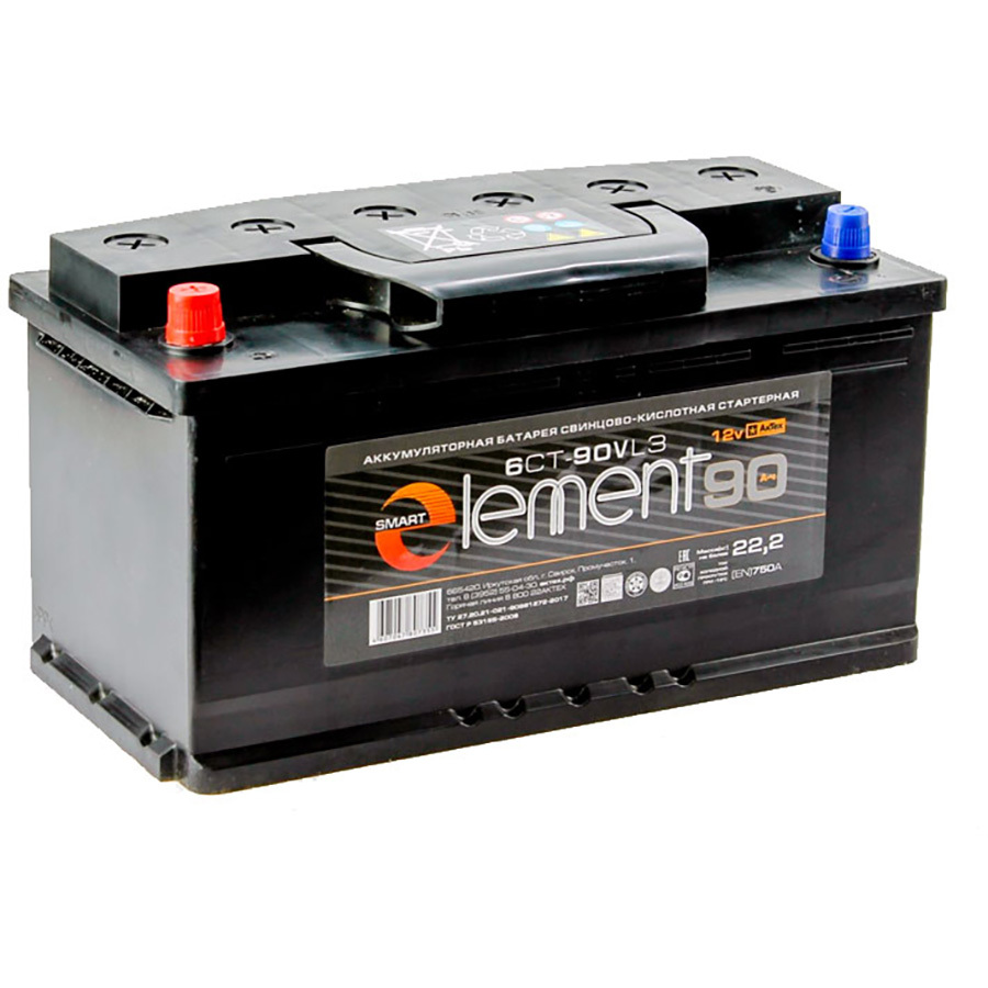 Smart Element Автомобильный аккумулятор Smart Element 90 Ач прямая полярность L5