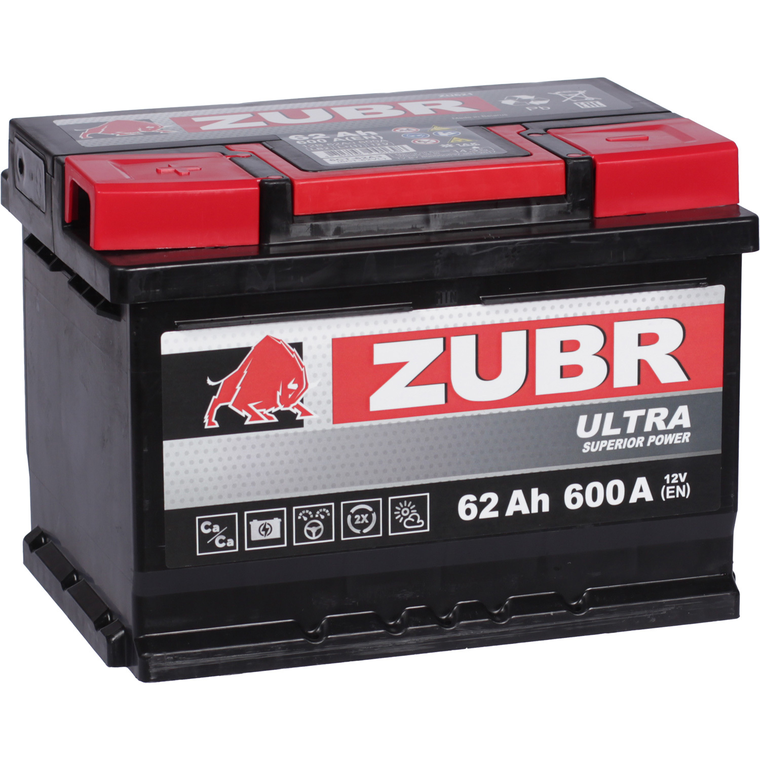 цена Zubr Автомобильный аккумулятор Zubr 62 Ач прямая полярность LB2