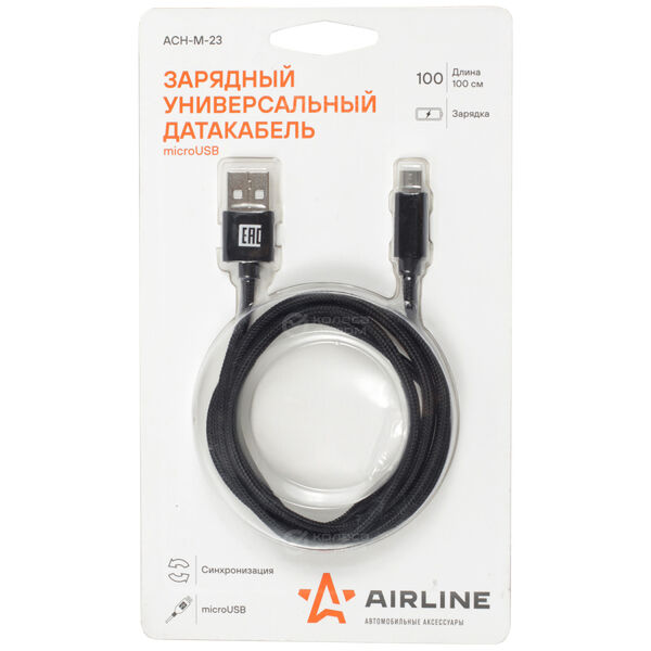 Кабель USB-micro USB 1м, черный нейлоновый (art.ACH-M-23) в Орске